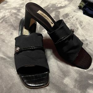 BRIGHTON TYRA BLACK STRETCH SLIP-ON SANDALS Size 8.5